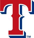 Texas Rangers Icon - R western serif letter T with blue drop shadow